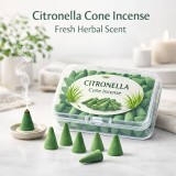 Encens &agrave; la citronnelle anti moustiques parfum naturel pour m&eacute;ditation yoga chambre bureau relaxation (12 c&ocirc;nes) - Vert
