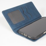 iPhone 17 Air Leder Tasche - Flip Wallet vintage mit Magnetverschluss und Kartenhalter - Blau