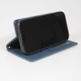 iPhone 17 Air Leder Tasche - Flip Wallet vintage mit Magnetverschluss und Kartenhalter - Blau