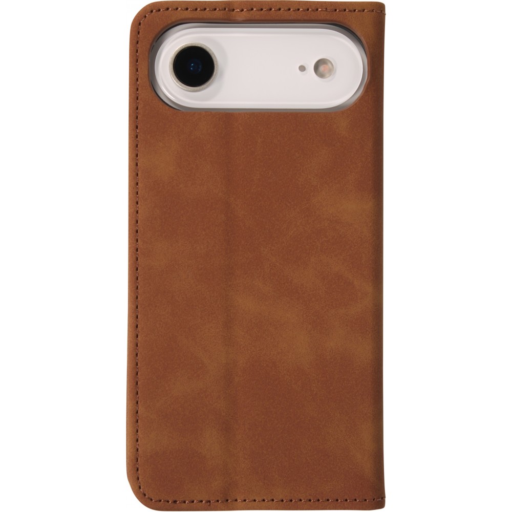 iPhone 17 Air Leder Tasche - Flip Wallet vintage mit Magnetverschluss und Kartenhalter - Braun