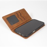 iPhone 17 Air Leder Tasche - Flip Wallet vintage mit Magnetverschluss und Kartenhalter - Braun