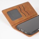 iPhone 17 Air Leder Tasche - Flip Wallet vintage mit Magnetverschluss und Kartenhalter - Braun
