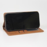 iPhone 17 Air Leder Tasche - Flip Wallet vintage mit Magnetverschluss und Kartenhalter - Braun