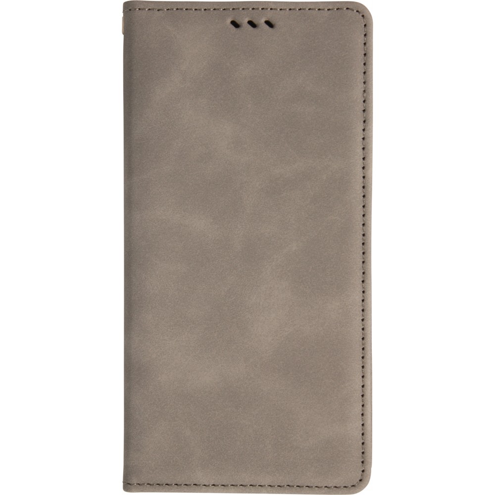 Leder Tasche Case iPhone 17 Air - Flip Wallet vintage mit Magnetverschluss und Kartenhalter - Grau