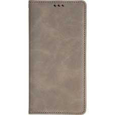 Leder Tasche Case iPhone 17 Air - Flip Wallet vintage mit Magnetverschluss und Kartenhalter - Grau