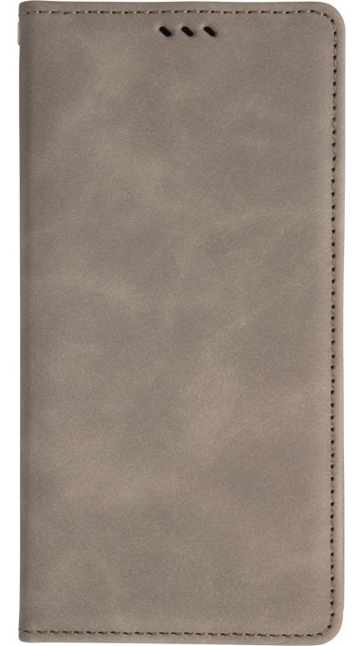 Leder Tasche Case iPhone 17 Air - Flip Wallet vintage mit Magnetverschluss und Kartenhalter - Grau