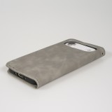 Leder Tasche Case iPhone 17 Air - Flip Wallet vintage mit Magnetverschluss und Kartenhalter - Grau