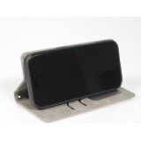 Leder Tasche Case iPhone 17 Air - Flip Wallet vintage mit Magnetverschluss und Kartenhalter - Grau