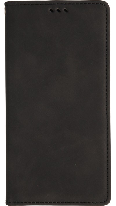 iPhone 17 Air Leder Tasche - Flip Wallet vintage mit Magnetverschluss und Kartenhalter - Schwarz