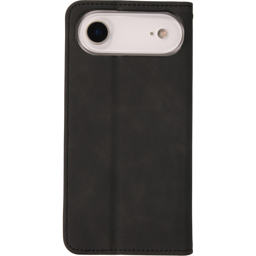 iPhone 17 Air Leder Tasche - Flip Wallet vintage mit Magnetverschluss und Kartenhalter - Schwarz
