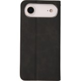 iPhone 17 Air Leder Tasche - Flip Wallet vintage mit Magnetverschluss und Kartenhalter - Schwarz