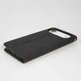 iPhone 17 Air Leder Tasche - Flip Wallet vintage mit Magnetverschluss und Kartenhalter - Schwarz