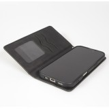 iPhone 17 Air Leder Tasche - Flip Wallet vintage mit Magnetverschluss und Kartenhalter - Schwarz
