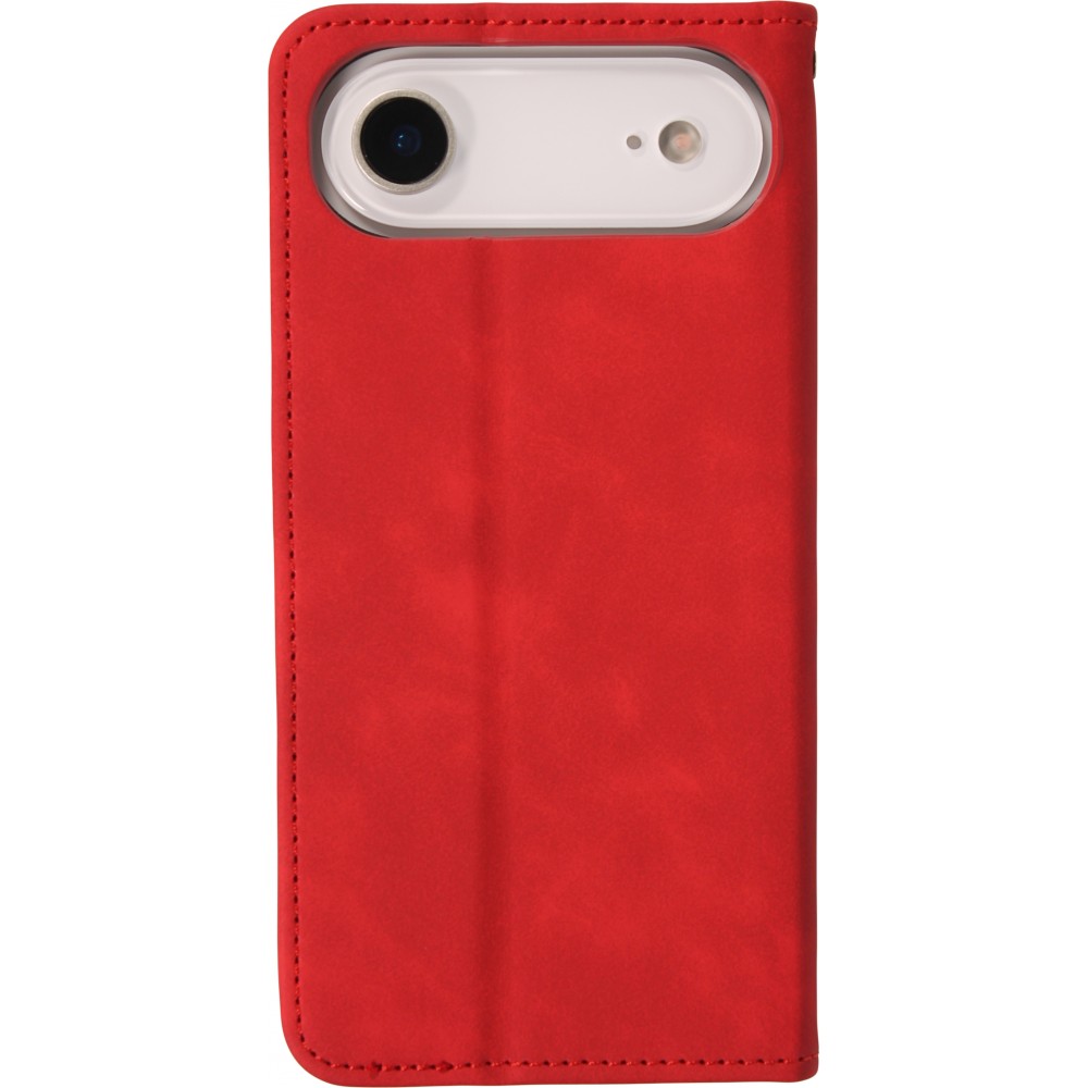 Leder Tasche Case iPhone 17 Air - Flip Wallet vintage mit Magnetverschluss und Kartenhalter - Rot
