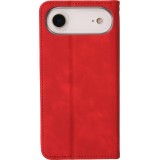 Leder Tasche Case iPhone 17 Air - Flip Wallet vintage mit Magnetverschluss und Kartenhalter - Rot
