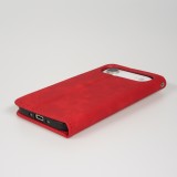 Leder Tasche Case iPhone 17 Air - Flip Wallet vintage mit Magnetverschluss und Kartenhalter - Rot