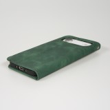 Leder Tasche Case iPhone 17 Air - Flip Wallet vintage mit Magnetverschluss und Kartenhalter - Dunkelgrün