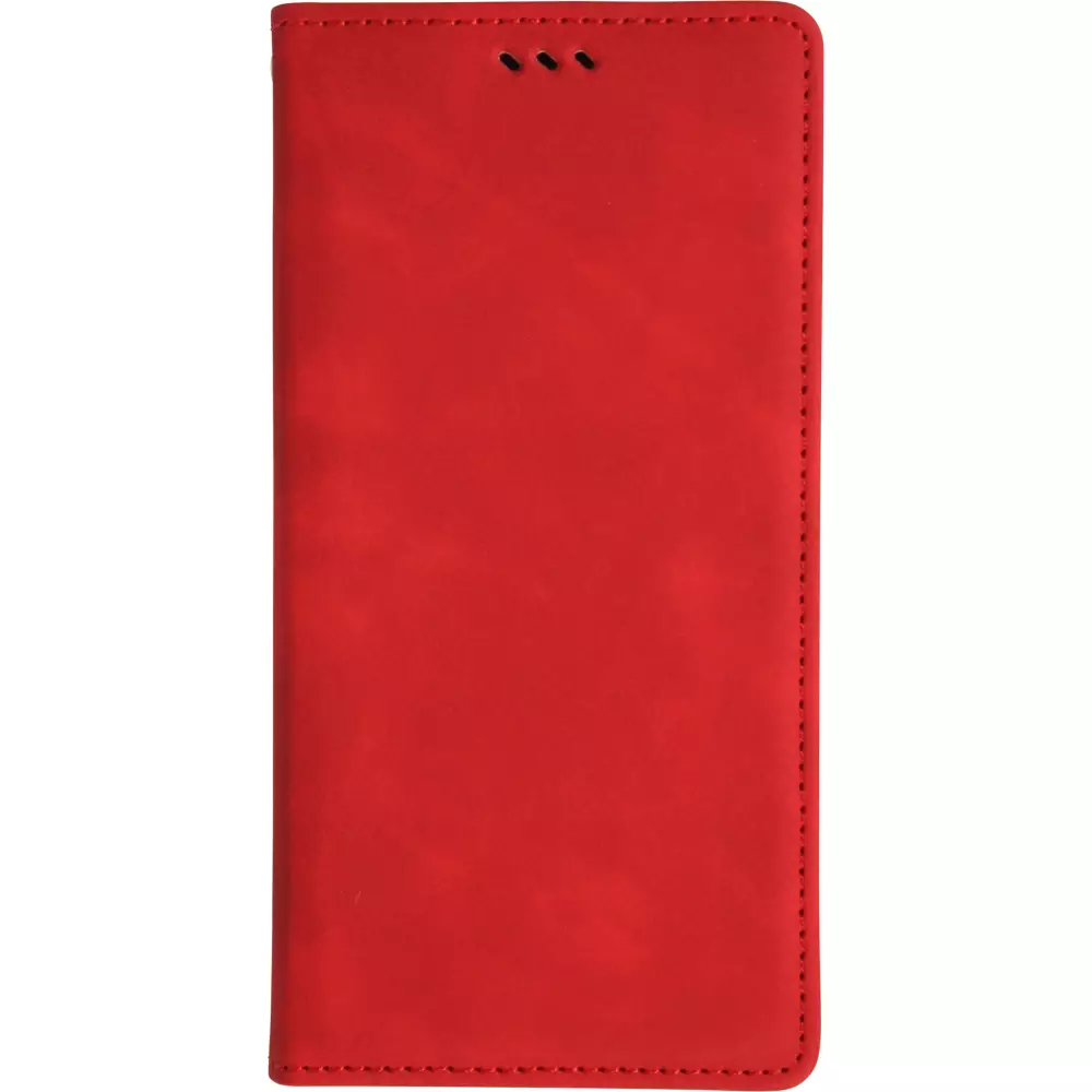 Etui cuir iPhone 17 - Flip Wallet vintage avec fermeture aimantée et compartiment cartes - Rouge