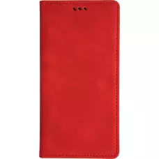 Etui cuir iPhone 17 - Flip Wallet vintage avec fermeture aimantée et compartiment cartes - Rouge