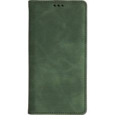Leder Tasche Case iPhone 17 - Flip Wallet vintage mit Magnetverschluss und Kartenhalter - Dunkelgrün