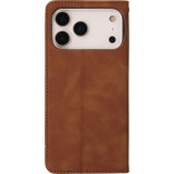 iPhone 17 Pro Leder Tasche - Flip Wallet vintage mit Magnetverschluss und Kartenhalter - Braun