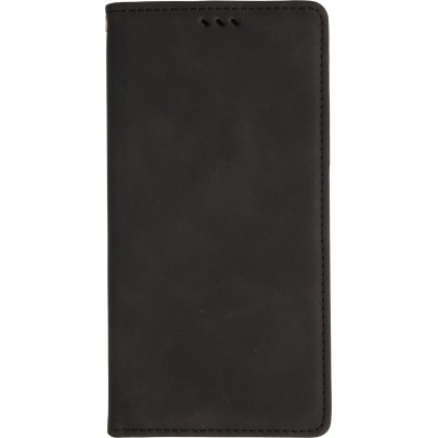 iPhone 17 Pro Leder Tasche - Flip Wallet vintage mit Magnetverschluss und Kartenhalter - Schwarz