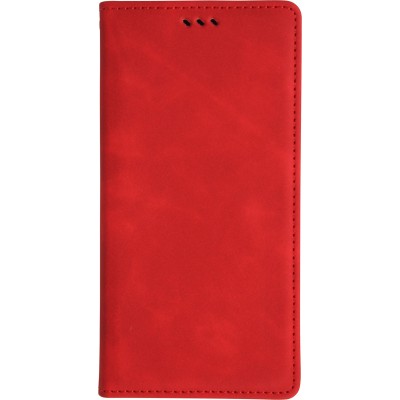 Leder Tasche Case iPhone 17 Pro - Flip Wallet vintage mit Magnetverschluss und Kartenhalter - Rot