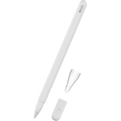&Eacute;tui silicone souple pour Apple Pencil 2e g&eacute;n&eacute;ration avec support protection compl&egrave;te - Blanc - Apple Pencil