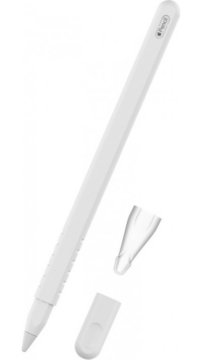 Flexibles Silikonetui f&uuml;r Apple Pencil 2. Generation mit vollst&auml;ndigem Schutz und Halterung - Weiss - Apple Pencil