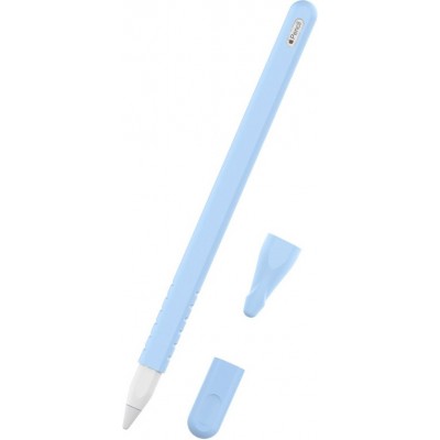 &Eacute;tui silicone souple pour Apple Pencil 2e g&eacute;n&eacute;ration avec support protection compl&egrave;te - Bleu - Apple Pencil