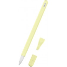 &Eacute;tui silicone souple pour Apple Pencil 2e g&eacute;n&eacute;ration avec support protection compl&egrave;te - Jaune - Apple Pencil