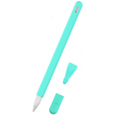 &Eacute;tui silicone souple pour Apple Pencil 2e g&eacute;n&eacute;ration avec support protection compl&egrave;te - Turquoise - Apple Pencil