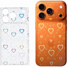HD Panzerfolie Vollschutz transparent Kratzfest Splitterschutz schillernde Herzen mit animiertem Effekt - Transparent - iPhone 17 Pro Max