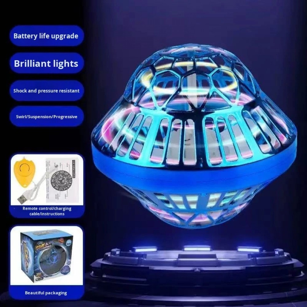 Fly spinning ball 360&deg; ballon volant lumineux &agrave; induction magique rotatif intelligent pour enfants - Bleu