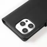 iPhone 16 Pro Case H&uuml;lle - Elegante Flip-Matratze mit Magnetverschluss Trageschlaufe und Kartenf&auml;chern - Schwarz