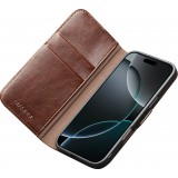 Fourre iPhone 17 Air - Flip Qialino cuir véritable avec fermeture magnétique - Brun