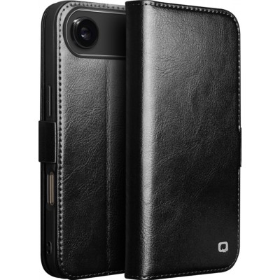 Fourre iPhone Air - Flip Qialino cuir véritable avec fermeture magnétique - Noir