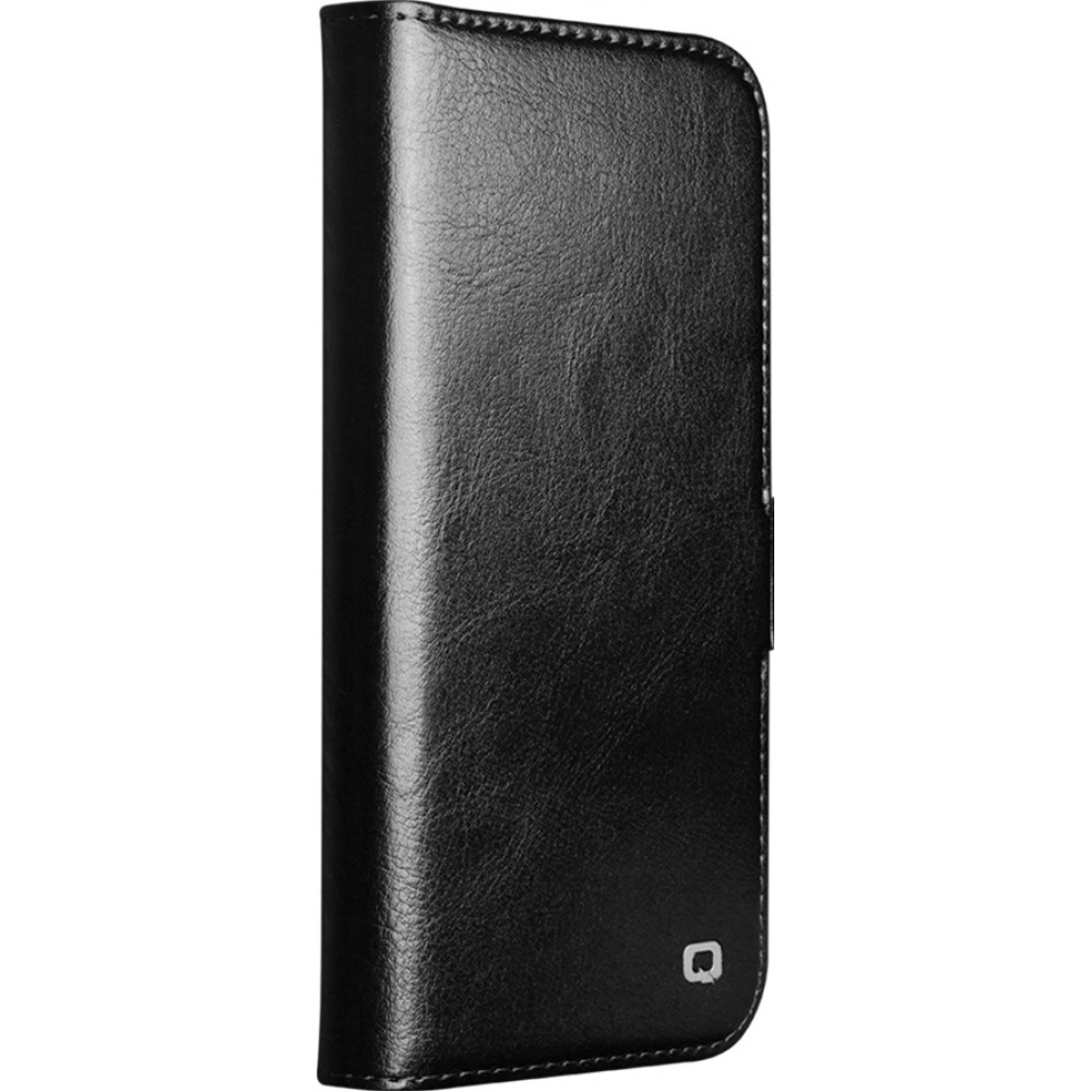 Fourre iPhone 17 Air - Flip Qialino cuir véritable avec fermeture magnétique - Noir