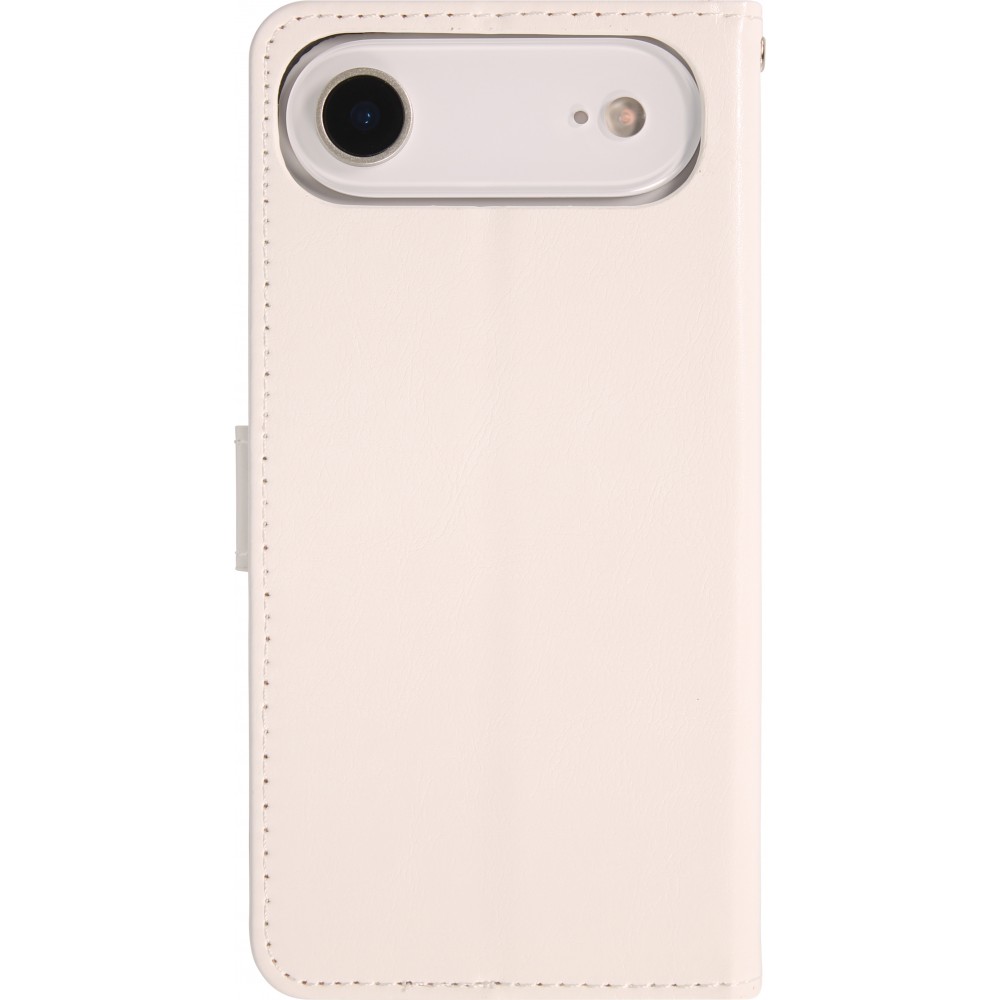 Hülle iPhone 17 Air - Premium Flip Leder Tasche - Weiss