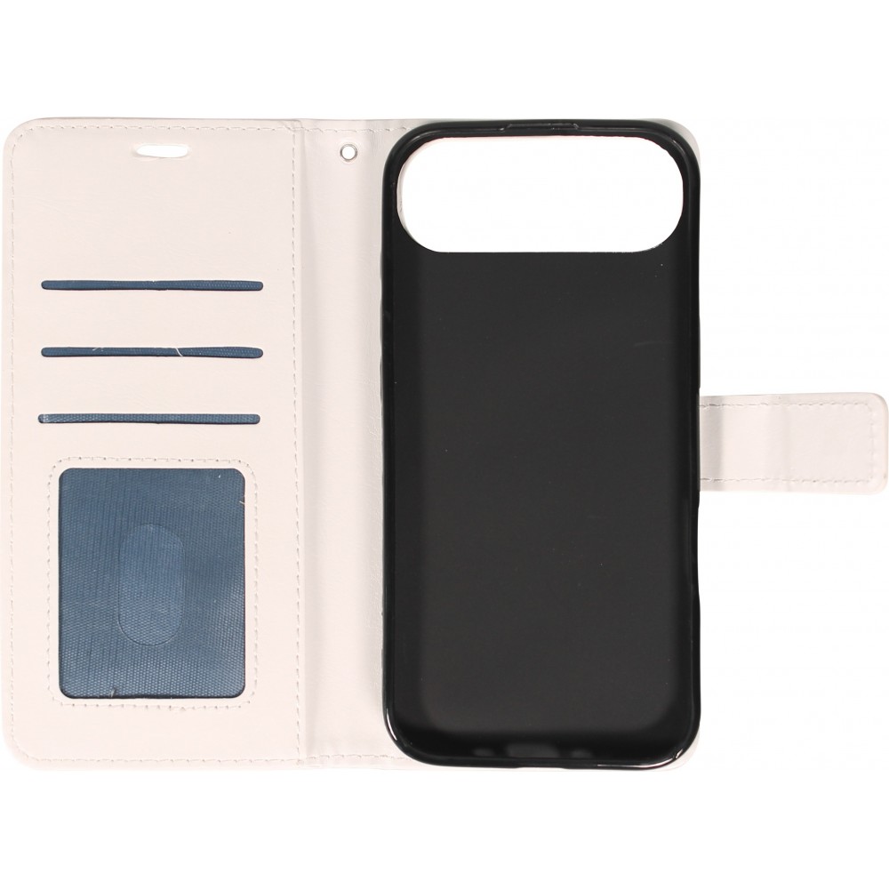 Hülle iPhone 17 Air - Premium Flip Leder Tasche - Weiss