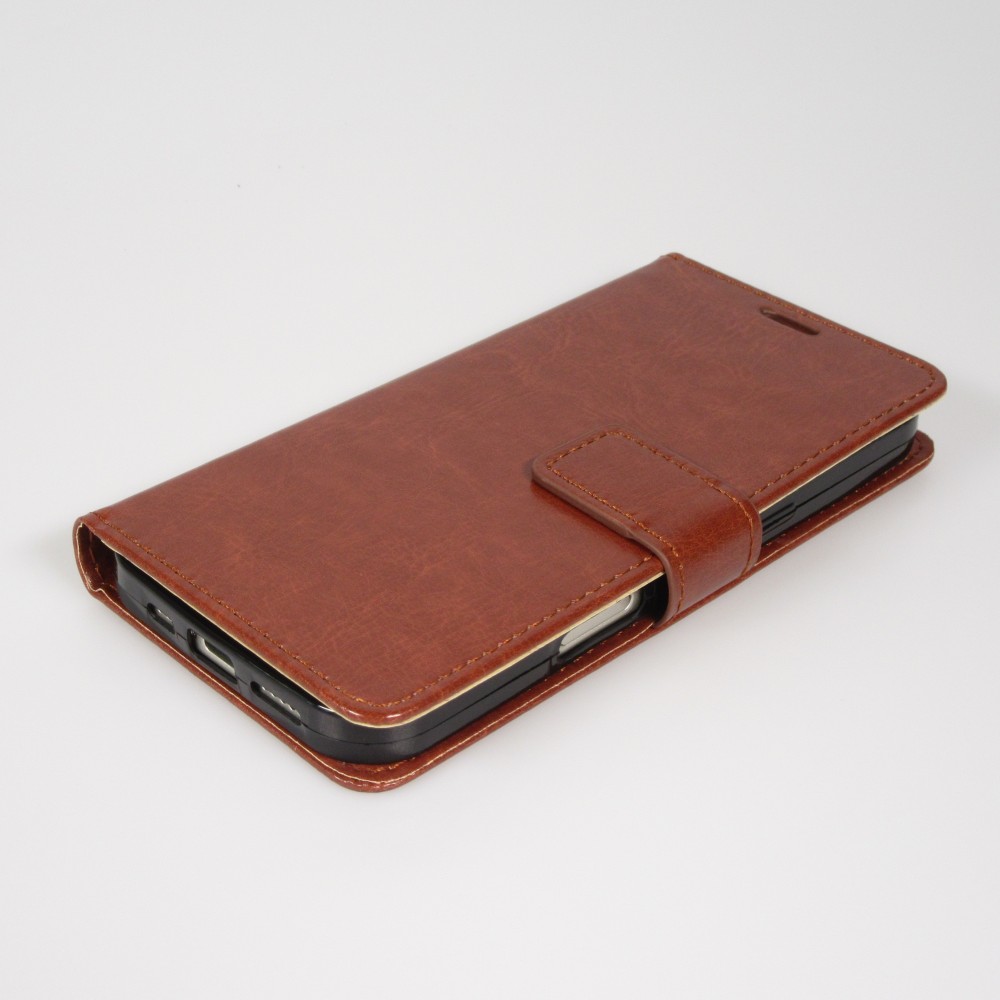 Hülle iPhone 17 Air - Premium Flip Leder Tasche - Braun