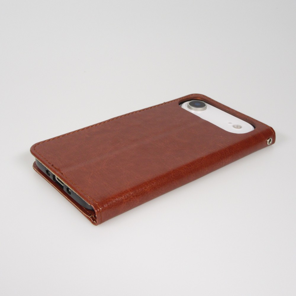 Hülle iPhone 17 Air - Premium Flip Leder Tasche - Braun