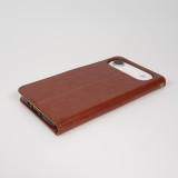 Hülle iPhone 17 Air - Premium Flip Leder Tasche - Braun