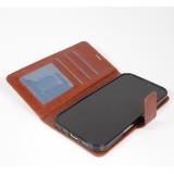 Hülle iPhone 17 Air - Premium Flip Leder Tasche - Braun