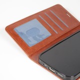 Hülle iPhone 17 Air - Premium Flip Leder Tasche - Braun