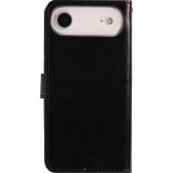 iPhone 17 Air Case Hülle - Premium Flip Leder Tasche - Schwarz