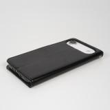 iPhone 17 Air Case Hülle - Premium Flip Leder Tasche - Schwarz