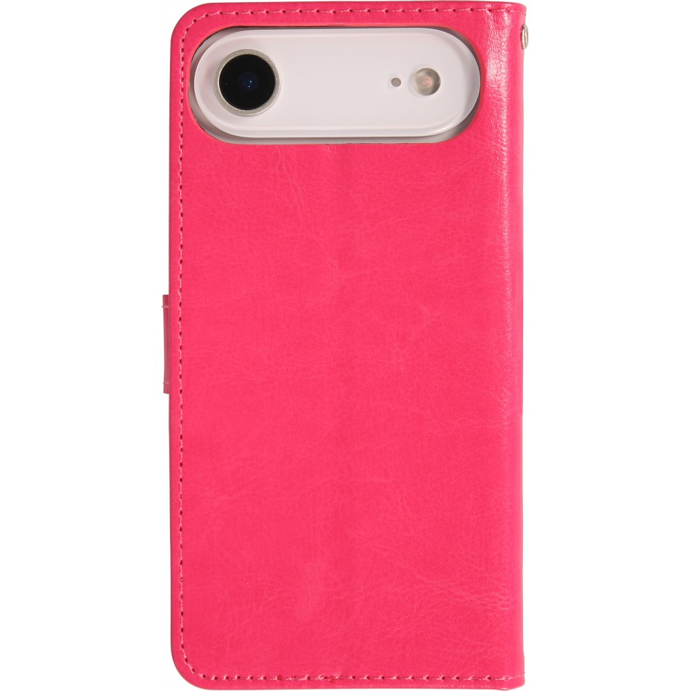 Hülle iPhone 17 Air - Premium Flip Leder Tasche - Dunkelrosa