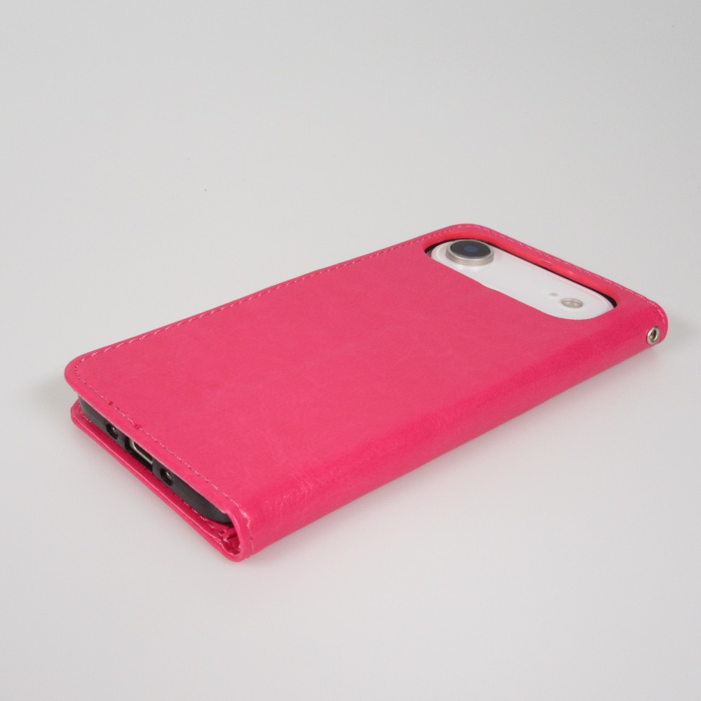 Hülle iPhone 17 Air - Premium Flip Leder Tasche - Dunkelrosa
