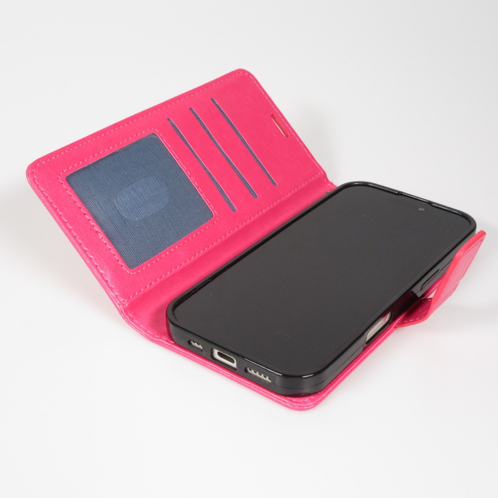 Hülle iPhone 17 Air - Premium Flip Leder Tasche - Dunkelrosa